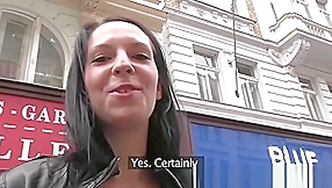She is fucked from behind in a public stair well
