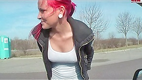 redhead copulates for a ride in car park redhead copulates for a ride in car park